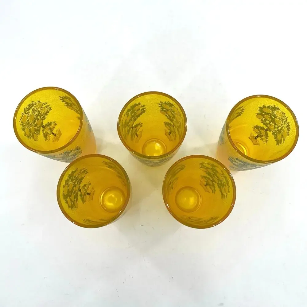 MCM vintage HJ Stotter acrylic drinking glasses lemon tree. Set of 5